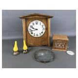 Vintage Clock, Brass Candle Holders & More