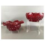 Vtg Fenton? Good Luck Ruby Red Glass Bowls