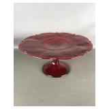 11in Red Thistle Glass Cake Stand