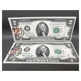 1976 Stamped $2 Bills Us Currency