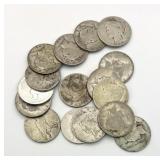 Lot of (16) Peace Dollars Cull 90% Silver Coins