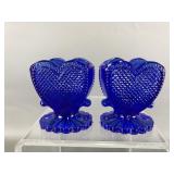 Boyd Art Glass Heart Cobalt Toothpick Holders