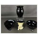 Reproduction Nippon Lady Vase & Blk Amethyst Glass