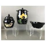 Vtg Black Amethyst Glass Cookie Jar & More