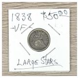 1838 Seated Liberty Dime 90% Silver Coin