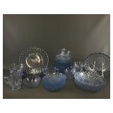Vtg Anchor Hocking Light Blue Bubble Glass