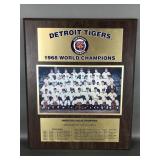 Vtg 1968 Detroit Tigers World Series Plaque