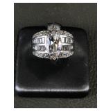 Sterling Silver & Cz Statement Ring