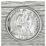 1875-CC Seated Liberty Dime 90% Silver Coin