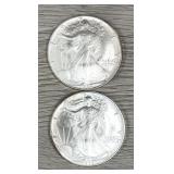 Lot of (2) 1986 American Eagles .999 1oz Silver