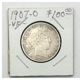 1907-O Barber Half Dollar 90% Silver Coin