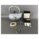 Signed Artisan Teapot, Nolly Yashi Earrings & More