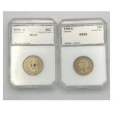 (2) 1999-D Graded PCI MS63 Quarters
