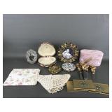 Vintage Stratton Floral Compact, Enamel Frame &