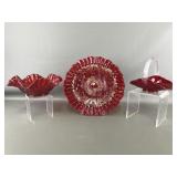 Vintage Mosser Ruby Red Ruffle Bowl &...