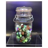 Vtg Glowing Magnese/amberina & Luster Marbles