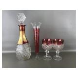Indiana Glass Co. Cranberry Glass Decanter & More