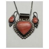 .925 Mexican Silver Necklace & Earrings