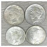 Lot of (4) 1925 Silver Peace Dollars