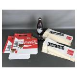 Vtg Coca Cola Soda Jerk Paper Hats, Glass Bottle &