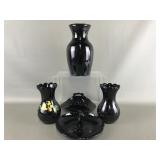 L.e. Smith Black Amethyst Heart Shaped Candy Dish