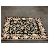 vintage French-style floral needlepoint rug