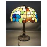 vintage Tiffany-style swag lamp shade & brass