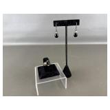 Sterling Silver W Black Stone Jewelry Set