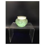 Vtg Glowing Manganese Pressed Glass Jar