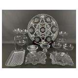 Cut Clear Glass Relish Dishes & Cups