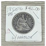 1855-O Seated Liberty Half Dollar 90% Silver