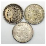 Lot of (3) 1921 Morgan Dollars 90% Silver Coins