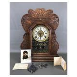 Antique Oak Mantle Clock 'gingerbread Style'