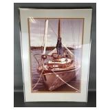 Vtg Framed Sailboat Photograph