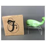 Fenton Glass Chameleon Green Whale W Box