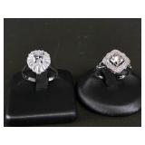 Sterling Silver White Topaz & Teardrop Rings Sz 7
