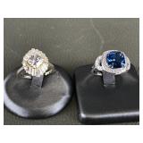 Sterling Silver Mystic Topaz & Cz Cluster Rings