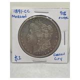 1891 Carson City Morgan 90% Silver Dollar