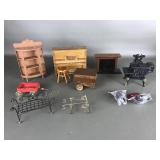 Wood & Metal Dollhouse Miniature Piano & More