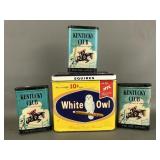 Vintage White Owl & Kentucky Club Metal Tins