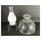 Vintage Frosted Glass Lamp Shade & Diffuser