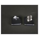 Avon Sterling Silver Cz & Hammered Rings Sz 8