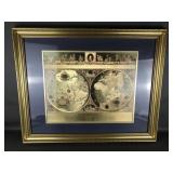 Vtg Framed Gold Foil Repro. 1748 Nova Totius