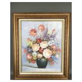 Floral Oil Painting Still Life - Signed T. Kelly
