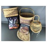 Vtg Handwoven Basket, Basketmaker's Book &