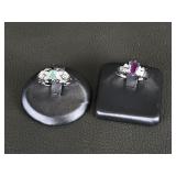 Sterling Silver Avon Emerald & Ruby Sz 7 Rings