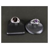 Sterling Silver Amethyst & Topaz Sz 6 Rings