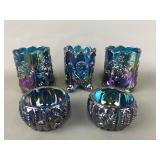 Carnival glass toothpick holders & salt cellars