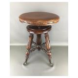 Antique Wood Adjustable Claw Foot Piano Stool