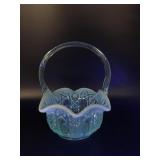 Vtg Manganese Opalsescent Glass Basket